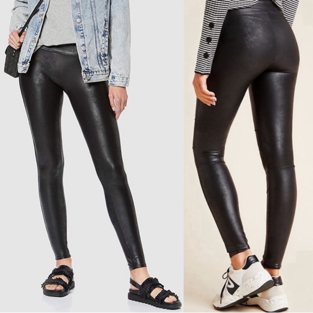 SPANX Faux Leather NEW High Rise Leggings Black Size M Petite NEW Vegan